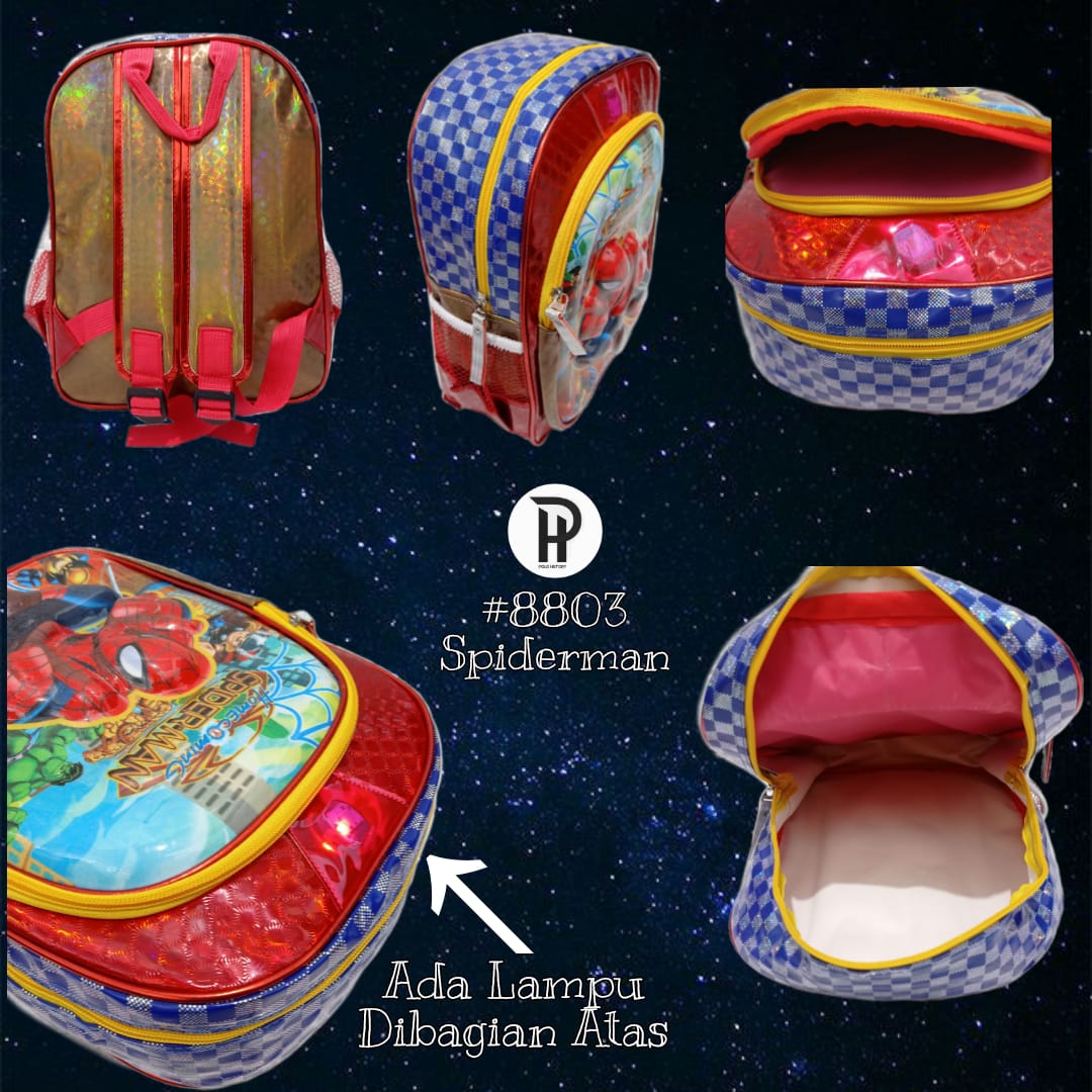 RANSEL ANAK LAMPU 8803 SPIDERMAN